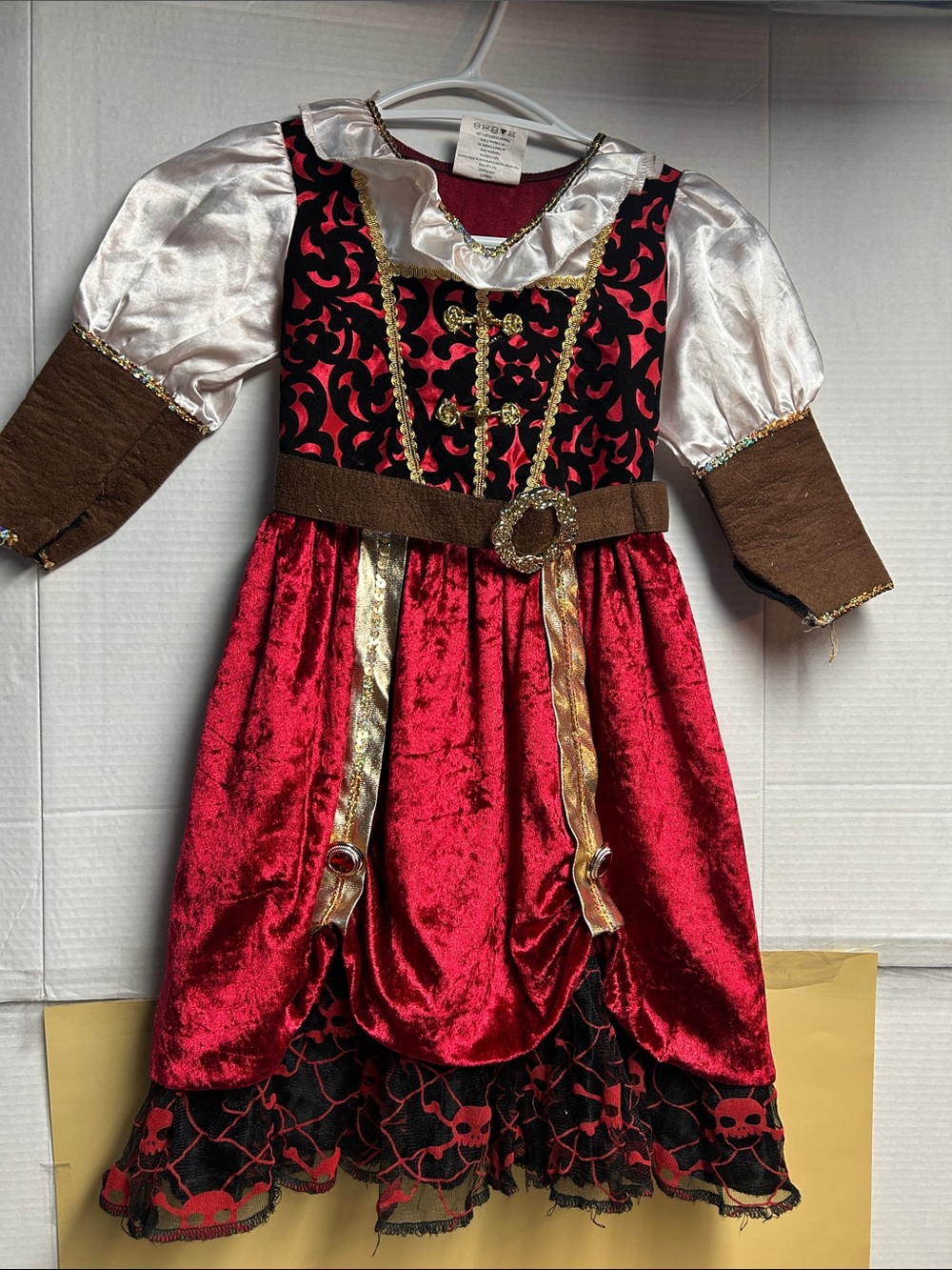 Red and Black Velvet Pirate Girl Costume Dress - Kids